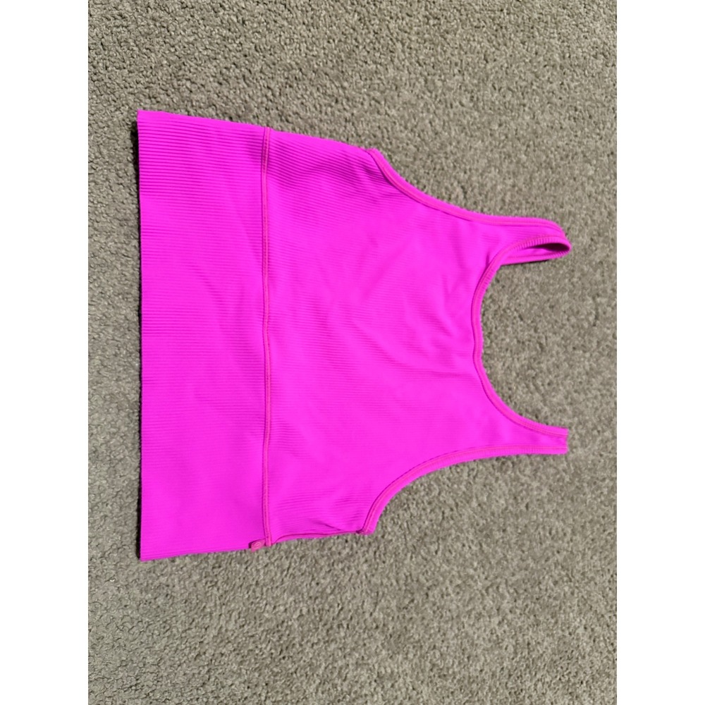 Lululemon Ebb to Street Bra Neon Pink Ribbed Seamless Light Support Sports Bra